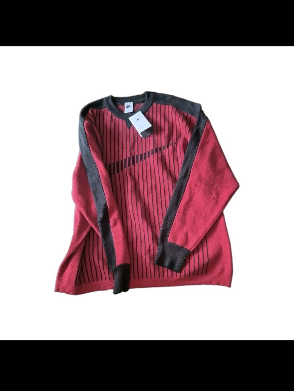 Nike Sweater Sportswear Club Jersey Crew Neck Red And Black $100 Men's Large